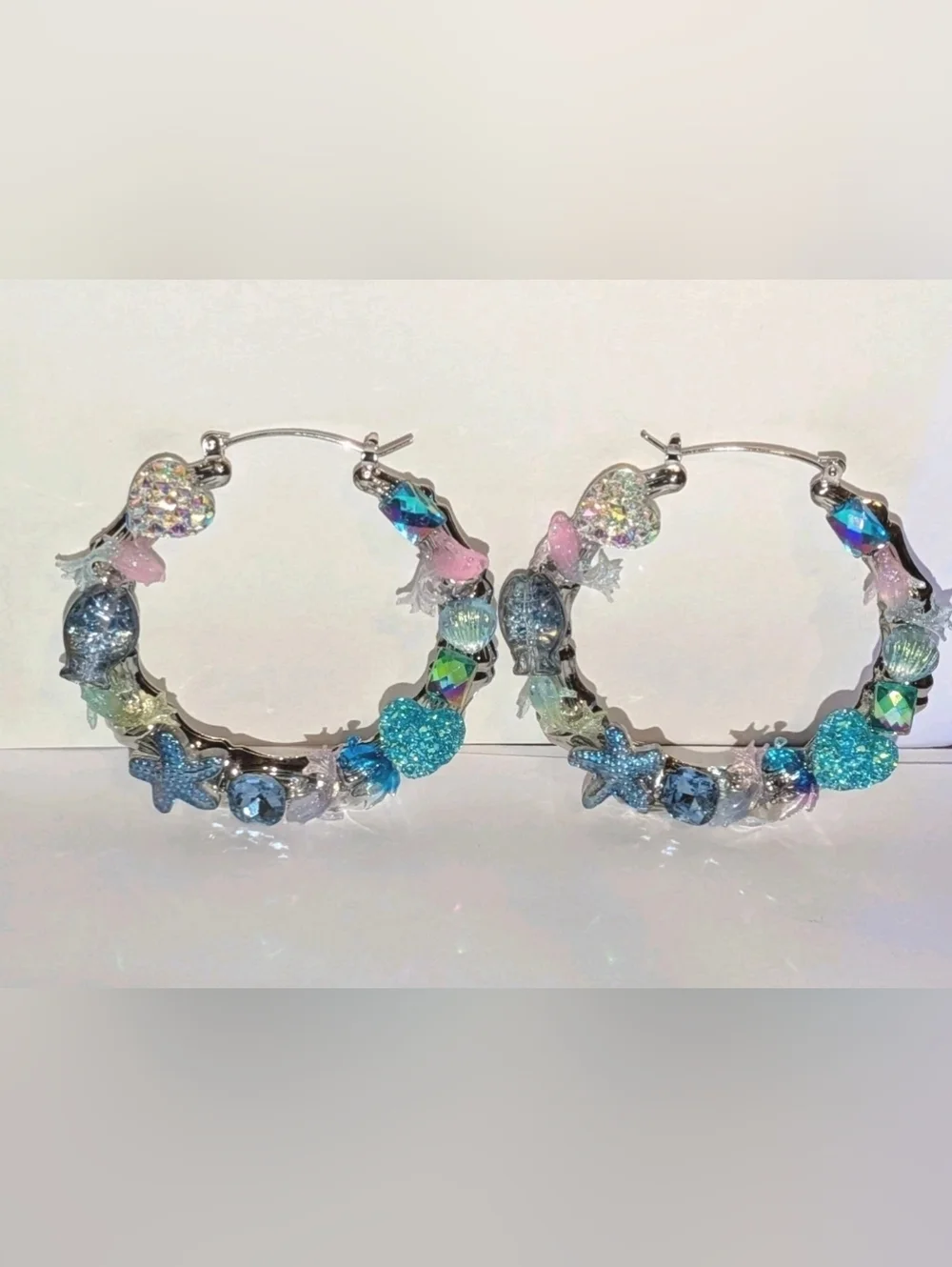 Sea Treasures-Hand Crafted Large Hoop Earrings